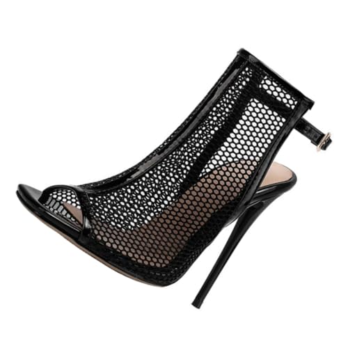 OUNONA Damen Sandaletten mit Hohem Schlankem Absatz Cutout Design und Offenem Zehenbereich Modische Sommer High Heel Sandals für Party Büro Hochzeit und Alltag Schwarz von OUNONA