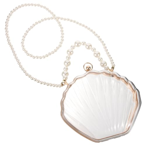 OUNONA Damen Shell Handtasche mit Perlen Transparente Umhängetasche für Strand und Freizeit Stilvolle Umhängetasche Langlebig und Elegant von OUNONA