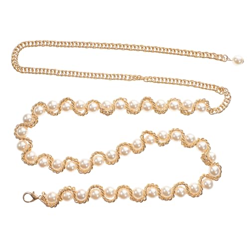 OUNONA Damen Waist Chain Imitationsperlen Stilvoller Einlagiger Körper Schmuck für Hochzeit und Party Klassisch Weiß Handgefertigt Vielseitiges Accessoire für Festliche Anlässe von OUNONA