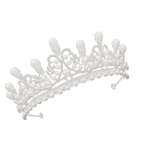 OUNONA Perlenkrone Für Damen Kronenkopfschmuck Mit Strass Brautkopfschmuck Modekrone Brautschmuck Silber Elegant Für Hochzeit Und Party von OUNONA