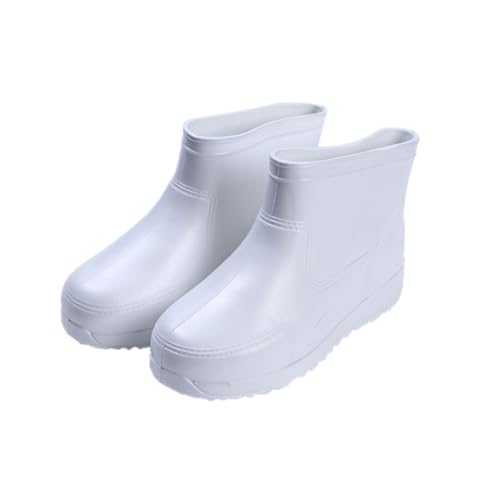 OUNONA Dickere Rutschfeste Regenstiefel Damen und Herren Säure Alkalibeständige Leichte EVA Niedrige Stiefel Weiß Verschleißfest mit Stabiler Sohle für Nasse und Glatte Untergründe von OUNONA
