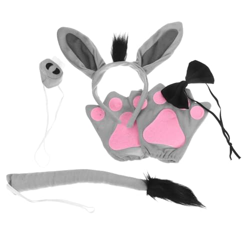 OUNONA Donkey Kostüm Set mit Plüsch Ohren und Bequemes Stirnband für Verkleidung Halloween und Cosplay Süßes Tier accessoire für Inklusive Bowtie und Handschuhe von OUNONA