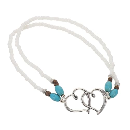 OUNONA Mehrlagige Herzfußkettchen Perlen Für Frauen Fußschmuck Im Boho-stil Für Strand Und Urlaub von OUNONA