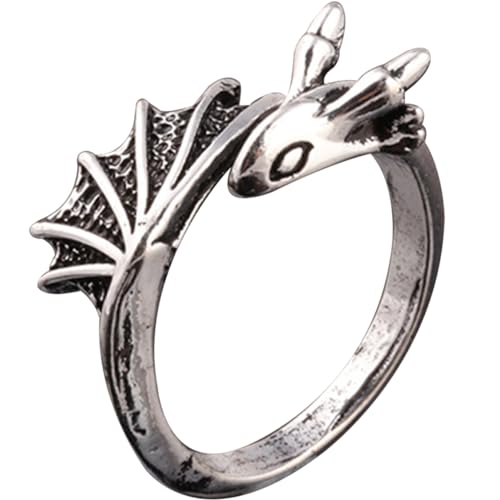 OUNONA Drachenring Herren Retro Titanstahl Öffnungsring mit Drachen Design Gothic Fingerring für Kreativer Ringschmuck Cooles Accessoire für Besondere Anlässe von OUNONA
