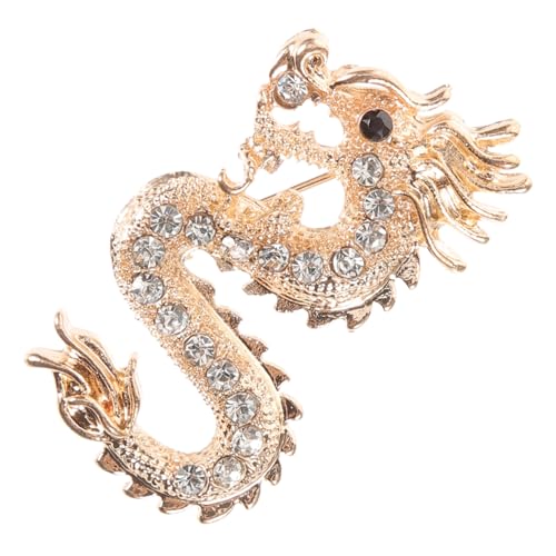 OUNONA Dragon Brosche im Chinesischen Stil Goldfarbene Vintage Anstecknadel für Damen Langlebiges Schmuck accessoire für Kleidung Schals Mäntel Vielseitig für Partys und Alltag von OUNONA