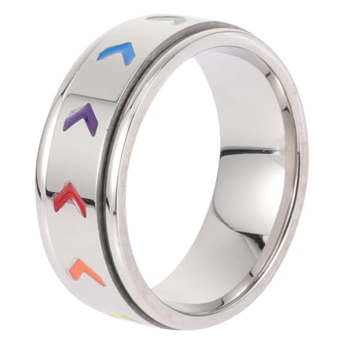 OUNONA Edelstahl Regenbogenring mit Drehbarem Design Langlebig Rostfrei Modisch Geeignet für Pride feiern Lgbt Support Stilvoller Unisex Schmuck für Damen und Herren von OUNONA