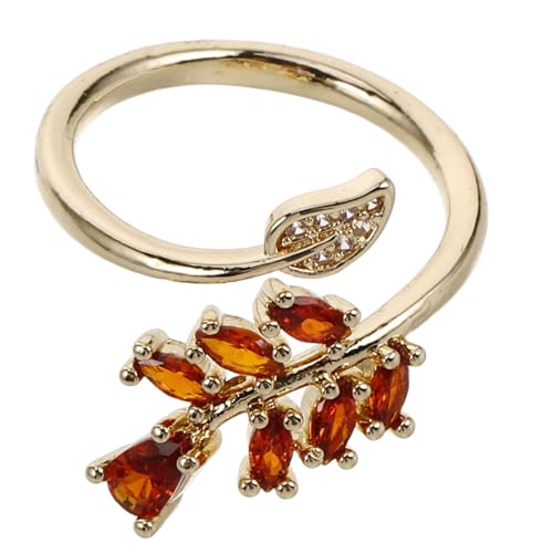 OUNONA Einstellbarer Damenring Geometrisches Design Blumenmotiven Leichter Metallring Modischer Schmuck Ring für Alltag und Besondere Anlässe von OUNONA