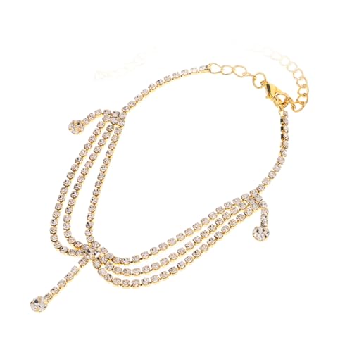 OUNONA Einstellbares Metall Fußkettchen Damen Strand Schmuck mit Strass Verstellbare Knöchel Kette für Party Festival und Alltag Modisches Accessoire für Sommer und Urlaub von OUNONA