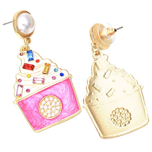 OUNONA Ohrringe Eiscreme-form Ohrstecker Damen Ohrhänger Ohrschmuck Süß Personalisierter Schmuck Material Farbe Ansprechend Teenager Mädchen Kostüm-accessoire Geeignet von OUNONA