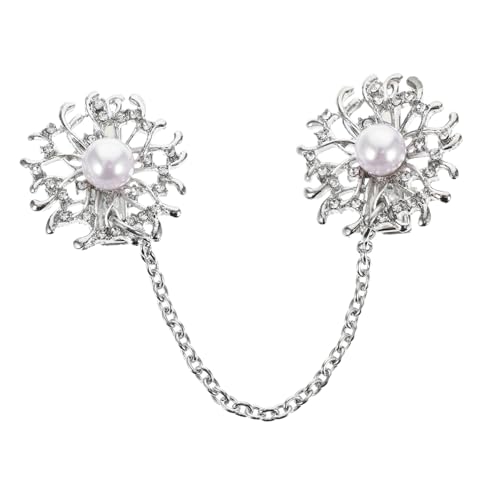 OUNONA Elegante Kragenspange mit Perlenbesatz aus Weichem Legierungsmaterial Winddichter Vintage Cardigan Clip für Damen Stilvoller Pulloverhalter für Formelle Anlässe und Partygebrauch von OUNONA