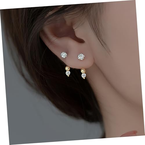 OUNONA Elegante Silber Ohrstecker mit Funkelnden Strasssteinen Gebogenes Mond design Modische Piercing Ohrstecker für Teenager Mädchen und Trendbewusste Frauen Langlebiger Schmuck für von OUNONA