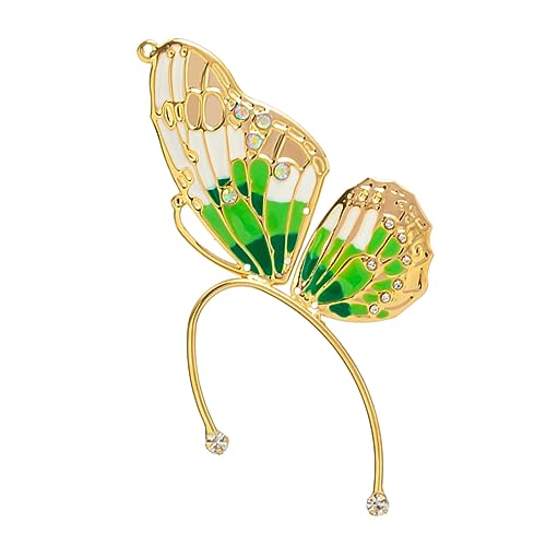 OUNONA Eleganter Schmetterling Ohrclip Damen Ohrcuff mit Filigranen Flügeln für Piercings Geeignet Verarbeitung Modisches Accessoire für Festliche Anlässe und Alltag Grün Goldfarben von OUNONA
