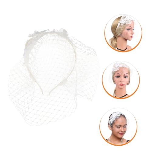 OUNONA Elegantes Braut Voile Haarband mit Spitzenblüten und Strass Modischer Fascinator für Hochzeit Tea Party und Damen Einzigartiges Stilvolles Mesh Design für Festliche Anlässe von OUNONA