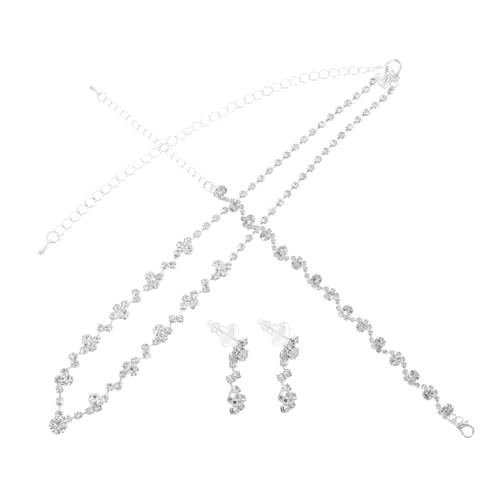 OUNONA Elegantes Damen Schmuckset Teilig mit Funkelnden Strasssteinen Leichte Halskette Ohrringe und Armband Zeitloses Design für Abendveranstaltungen Gala Party und Formelle Anlässe von OUNONA