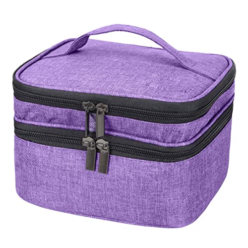 OUNONA Fächer Nagellack Aufbewahrungstasche aus Oxford mit Tragegriff Doppellagig Großer Kapazität Stoßfeste Basis Reißverschlussgesichert Tragbare Essential Oils Organizer Tasche für von OUNONA