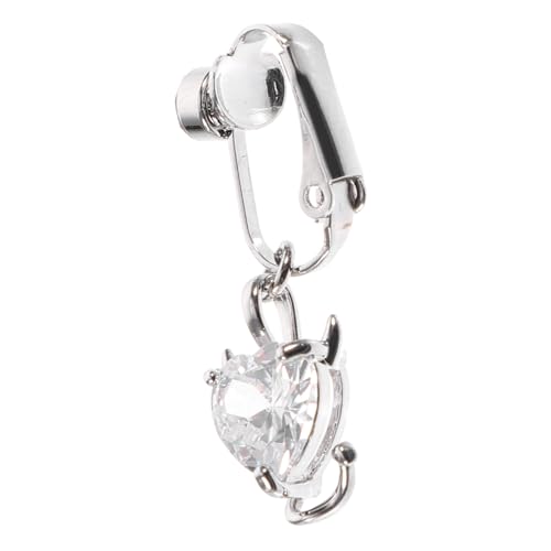 OUNONA Fake Bauchnabelring Herz Zirkonia Anhänger Clip Navel Ring Schmuck für Frauen Piercing Leicht und Hautfreundlich Modisch und Attraktiv von OUNONA
