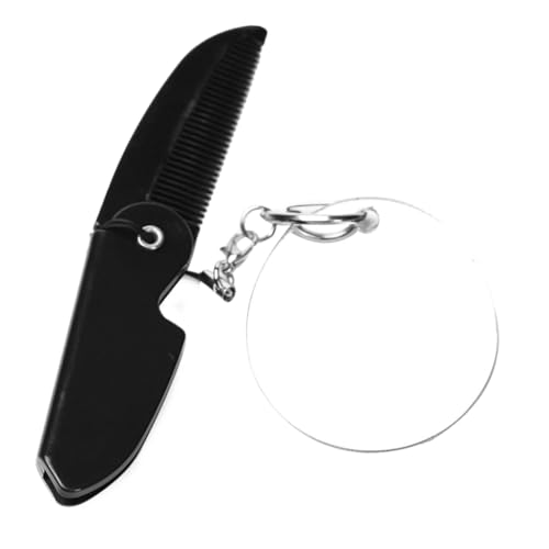 OUNONA Faltbarer Klappkamm für Herren mit Feinen Zähnen und Ovalem Spiegel Kompakter Taschenkamm Schlüsselanhänger Robustes Reise Bart Styling Platzsparend und Langlebig von OUNONA