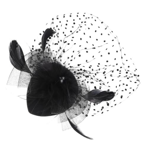 OUNONA Fascinator Haarklammer Damen mit Netz und Schleier Leichter Braut Kopfschmuck für Hochzeit Teeparty und Festliche Anlässe Eleganter Vintage Haarschmuck Schwarz von OUNONA