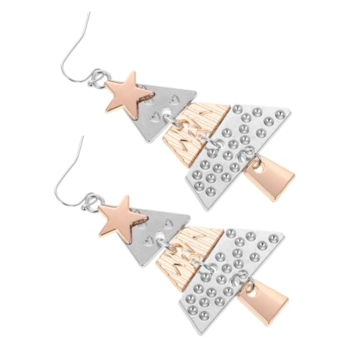 OUNONA Festliche Lange Weihnachtsbaum Ohrringe Damen Elegantes Design mit Weißgold und Gold Baumelohrringe für Weihnachten Silvester und Festliche Anlässe Stilvolles Schmuckgeschenk von OUNONA