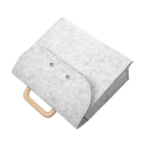 OUNONA Filz Aufbewahrungstasche mit Holzgriff Business Organizer und Dokumententasche Praktischer Filz Mappe für Büro und Alltag Leichte Handtasche in Hellgrau Vielseitig und Langlebig von OUNONA