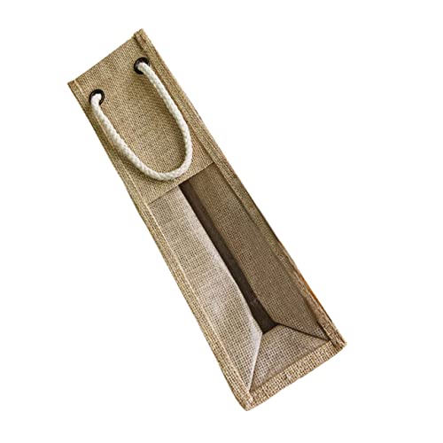 OUNONA Flaschentasche Aus Leinen Mit Klarem Fenster Für Weinflaschen Tragbarer Weinhalter Mit Griff Vielseitig Einsetzbar Als Geschenktasche Oder Partybeutel von OUNONA