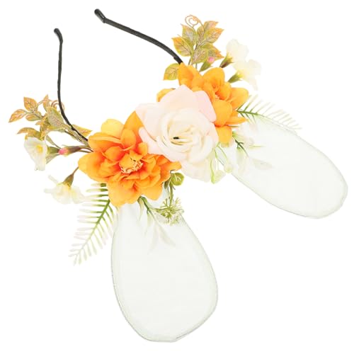 OUNONA Floral Bunny Ear Headband für Mädchen Niedliches Langlebiges Stirnband mit Blumen Bequemes Hasenohren Haarreif für Geburtstage Partys Cosplay und Bühnenauftritte von OUNONA