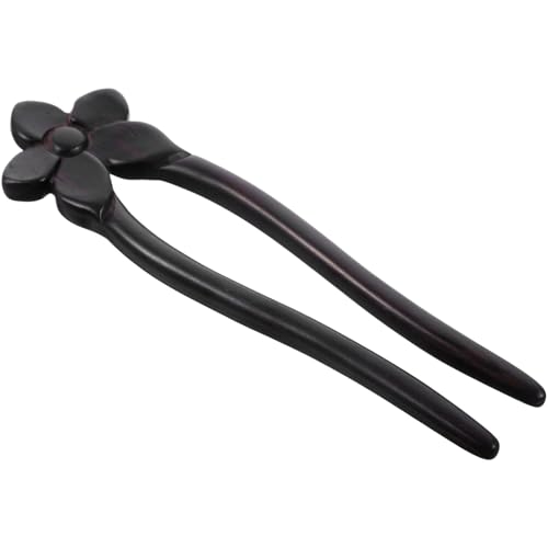 OUNONA Französische U förmige Haarnadel aus schwarzem Holz mit filigraner Blütenverzierung für dickes Haar Langlebiges Design Modisches Haarschmuck Zubehör für Damen von OUNONA