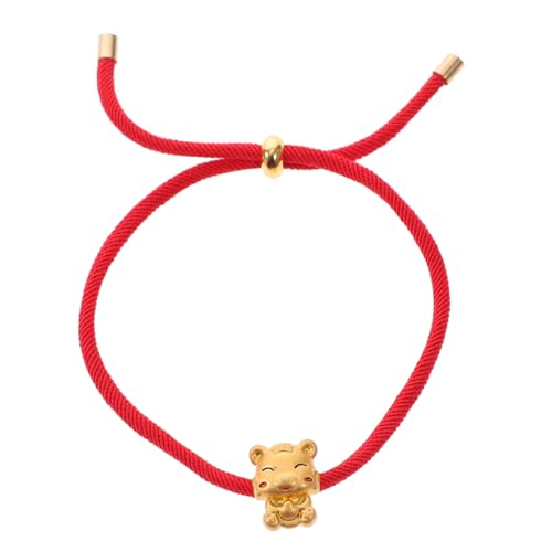 OUNONA Geflochtenes Tiger Charm Armband aus Kupfer Handgefertigtes Unisex Schmuckstück Rotes Seil DIY Tigerperlen Armband für Damen und Herren Modisches Accessoire für Alltag und von OUNONA