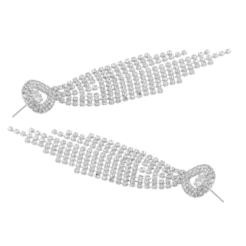 OUNONA Strass-ohrringe Silberne Ohrhänger Für Damen Funkelnde Baumelnde Statement-glitzer-quasten-tropfenohrringe Leicht Elegant Abendkleider Partys von OUNONA