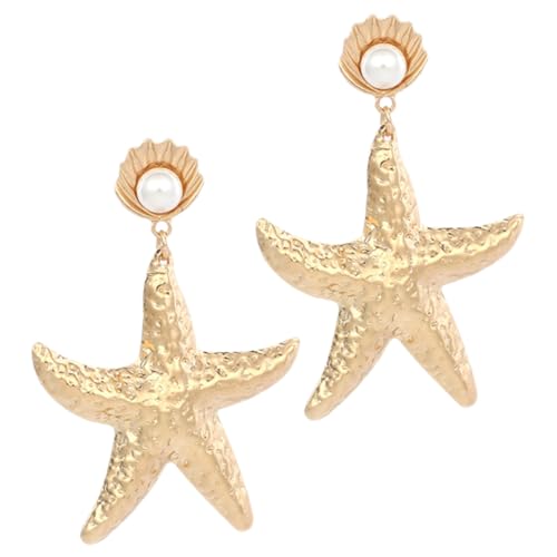 OUNONA Goldene Muschel Perlen Ohrringe Damen Leichte Legierung Meerjungfrau Schmuck Strand Schmuck für Frauen Ohrstecker für Party und Alltag von OUNONA