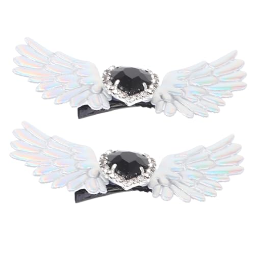 OUNONA Gothic Strass Schuhclips Engelsflügel Verzierung Silberfarbene Schuhschnallen für Herren Stiefel Abnehmbare Schuhaccessoires mit Funkelnden Kristallen für Cosplay und Partys von OUNONA