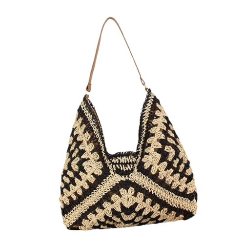 OUNONA Gewebte Tasche Für Damen Mit Großem Fassungsvermögen Handgewebte Tragetasche Aus Papierseil Für Reisen Urlaub Strand Und Partys Vielseitige Hobo-tasche von OUNONA