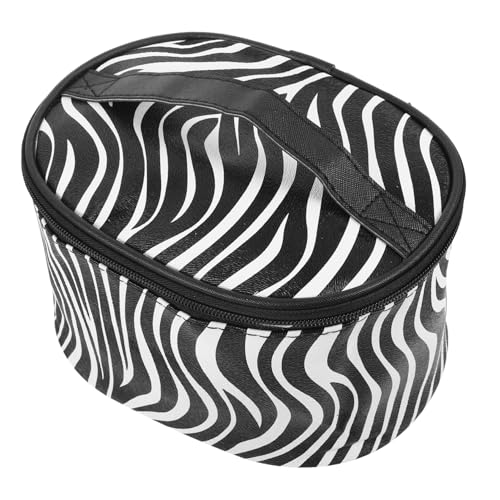 OUNONA Große Gestreifte Kosmetiktasche Damen Reise Make up Tasche mit Geräumigem Innenfach Vielseitige Kulturbeutel für Toilettenartikel und Beauty Organizer Alltag und Urlaub von OUNONA
