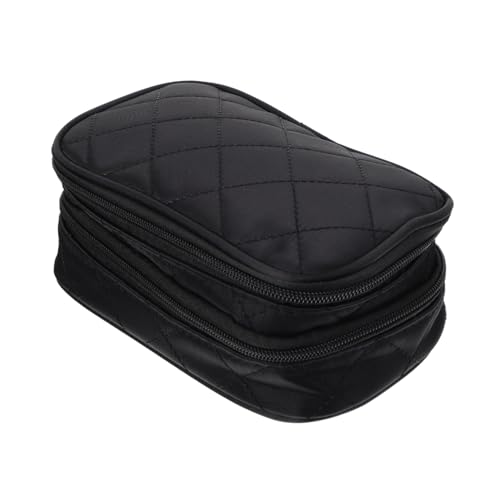 OUNONA Große Kapazität Kosmetiktasche Wasserdichtes Reiseetui mit Doppeltem Fach und Mesh Organizer für Damen Make up Pinsel Lippenstift Aufbewahrung Schwarz von OUNONA