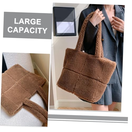 OUNONA Große Plüsch Tote Bag Damen Schultertasche Flauschig Fuzzy Handtasche Alltag Shopping Tasche Komfortabel Tragbar von OUNONA