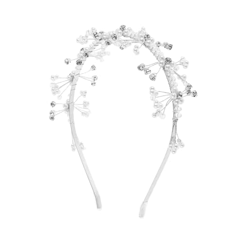 OUNONA Haarreif mit Künstlichen Perlen Prinzessin Tiara für Mädchen Party Haarband für Hochzeit Geburtstag Kommunion Vielseitiges Haarschmuck Accessoire von OUNONA