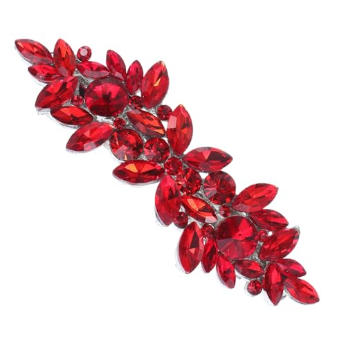 OUNONA Haarspange Mit Roten Strasssteinen Und Blumen-design Legierungskonstruktion Für Hochsteckfrisuren Zöpfe Oder Lockere Frisuren Accessoires Für Damen von OUNONA