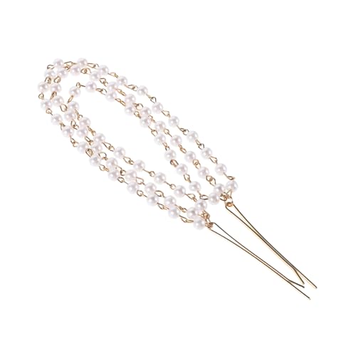 OUNONA Haarspange Mit Perlenkette Dreilagige Kette Mit Perlen Haarnadeln Für Damen Seitenschmuck Für Hochsteckfrisuren Und Zöpfe von OUNONA