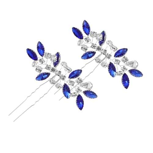 OUNONA Handgefertigte Blaue Strass Haarnadeln U Förmige Haarklammer mit Sicherem Griff und Rutschfester Struktur für Stilvolle Hochzeiten Partys und Festliche Anlässe Damen und Mädchen von OUNONA