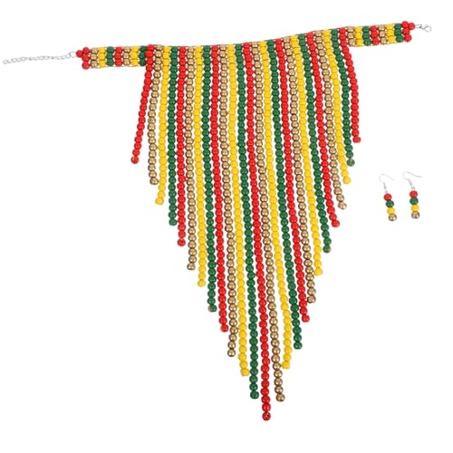OUNONA Holzperlen Halskette Für Damen Boho-stil Perlenkette Aus Naturmaterialien Lange Kette Mit Afrikanischem Ethno-style Für Lässige Outfits Und Besondere Anlässe von OUNONA