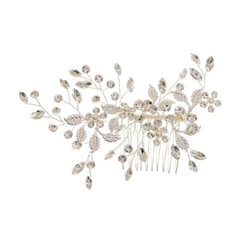 OUNONA Handgefertigter Perlen Strass haarkamm Blumenform Brautschmuck für Hochzeit Abendveranstaltung Damen Festlicher Haarschmuck Elegant Glänzend von OUNONA