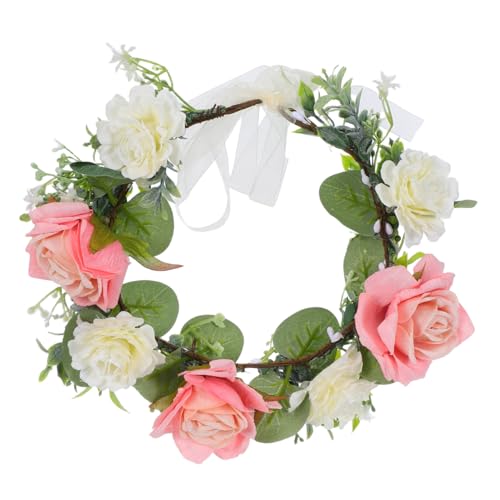OUNONA Blumenstirnband Mit Künstlicher Rosenblumenkrone Verstellbares Stirnband Für Frauen Geeignet Für Hochzeiten Partys Und Alltag Handgefertigter Blumenkranz Als Kopfschmuck von OUNONA