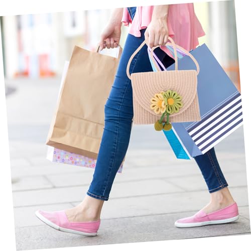 OUNONA Handgewebte Kleine Crossbody Handytasche Damen Macrame Umhängetasche Sommer Beige mit Blumenmuster Leichter Strandtasche für Junge Mädchen Modische Praktische Schultertasche von OUNONA