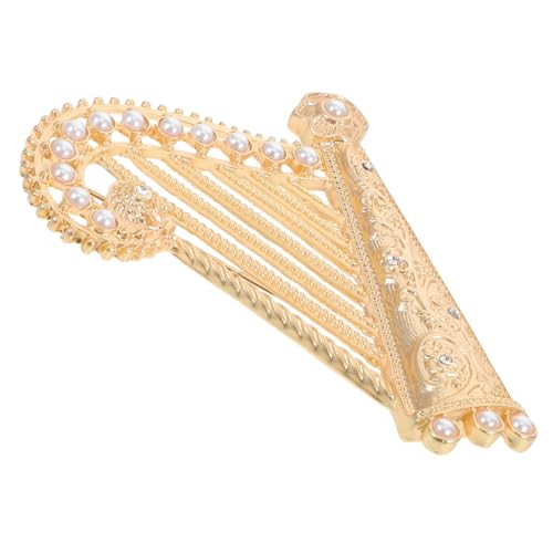 OUNONA Harfen Brosche aus Legierung mit Perlen und Strass Filigraner Musik Ansteckpin für Damen Vielseitige Schmuck Brosche zur Verzierung von Anzug Schal und Kleidung von OUNONA