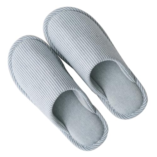OUNONA Hausschuhe Damen Herren Streifenmuster Rutschfeste Sohle Flach Absatz Komfortable Indoor Slipper für Zuhause Herbst Winter Atmungsaktiv und Modisch von OUNONA