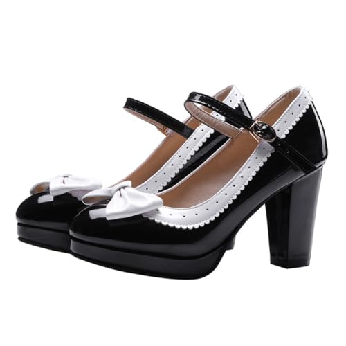 OUNONA Herbst Damen High Heels Schuhe mit Schleife Dünne Stilvolle Pumps Bequeme Mittelhohe Absätze Modische Flache Schuhe für Alltag und Büro Schwarz OUNONA Herbst Damen High Heels Schuhe mit Schleife Dünne Stilvolle Pumps Bequeme Mittelhohe Absätze Modische Flache Schuhe für Alltag und Büro Schwarz von OUNONA