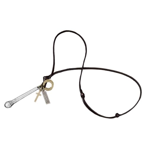 OUNONA Lederkette Für Männer Mit Anhänger Herren-hip-hop-halskette Vintage-stil Robustes Material Geeignet Für Verschiedene Anlässe Und Kleidungsstile von OUNONA