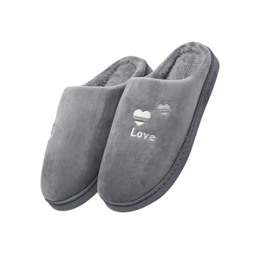 OUNONA Herren Hausschuhe Plüsch Gefüttert Rutschfest Warme Indoor Hausschuhe Winter Weiche Home Slippers Tiefgrau Komfortable Fußwärmer von OUNONA