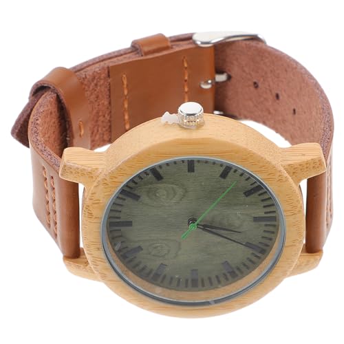 OUNONA Herren Holzarmbanduhr Natürlichem Bambus mit Echtlederband Leichtes Langlebiges Vintage Design Casual Uhr für Alltag und Beruf Grün Verlaufendes Verawood OUNONA Herren Holzarmbanduhr Natürlichem Bambus mit Echtlederband Leichtes Langlebiges Vintage Design Casual Uhr für Alltag und Beruf Grün Verlaufendes Verawood von OUNONA