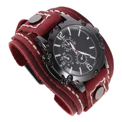 OUNONA Herren Retro Armbanduhr Echtem Rindsleder Verstellbares Uhrenarmband Stilvolle Freizeit Gürteluhr für Männer für Ehemann Vater oder Freund von OUNONA